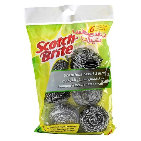 Scotch-Brite Stainless Steel Spiral Silver Pack of 6