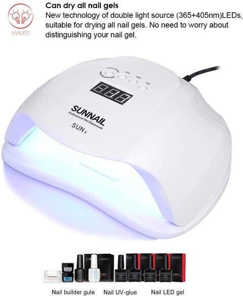 54W UV LED Nail Lamp Professional Sunlight Nail Gail Dryer Machine for Fingernails &amp; Toenails