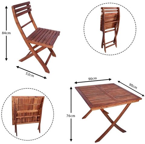 YATAI Acacia Wood Chairs Table Square Bistro Dining Set Set - 5 Pcs