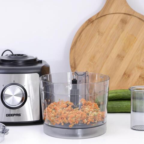 Geepas 1200W Compact Food Processor and Blender, Stainless Steel