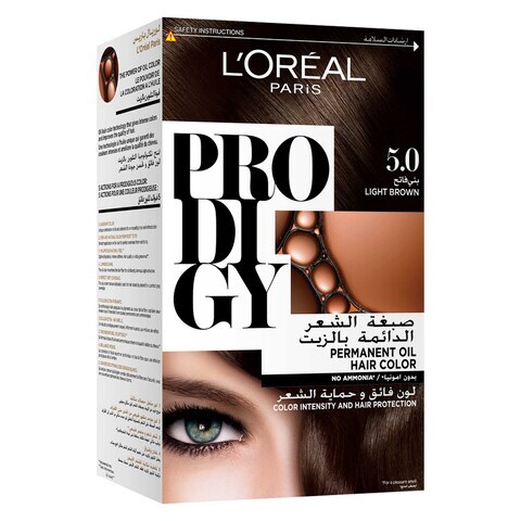 L&#39;Oreal  Paris Prodigy Ammonia Free Permanent Oil Hair Colour 5.0 Light Brown