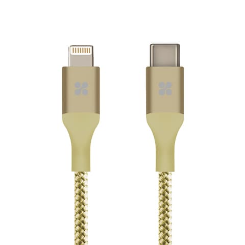 Buy Promate USB Type-C To Lightning Cable, Heavy Duty Nylon Braided 2.4A Type-C To Lightning Sync And Charging 1.2M Cable With Android Otg Support in Saudi Arabia