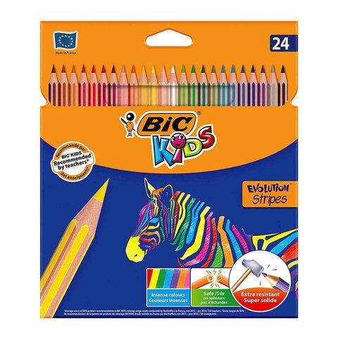 BiC Kids Evolution Stripes Colouring Pencils Multicolour 24