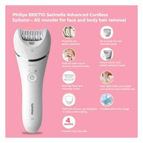 Philips Epilator Series 8000 Wet And Dry Epilator BRE710 Multicolour