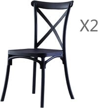 LANNY Set of 2 Seating Products Plastic Crossback Dining Chairs FX01 BLACK Stackable Furniture for Kitchen Living Room Restaurant Evnets