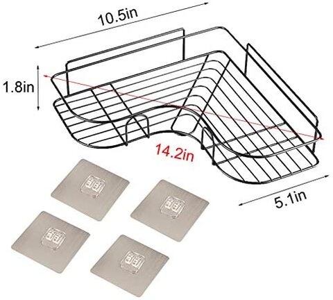 Adhesive Shower Caddy Basket Shelf , Iron Organizer Storage Bathroom Shower  Rack , Wall Mounted and No Drilling Kitchen Free Punch Condiment Storage  Basket 