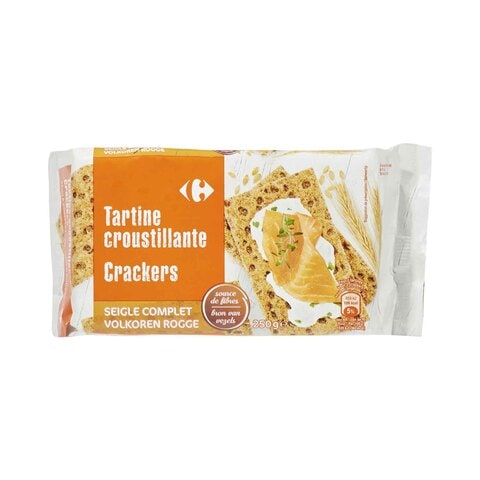 Buy Carrefour Whole Rye Crispy Crackers 250g in UAE