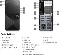 Dell Vostro 3910 Desktop - OO8P78 Brand New 12th Gen., i5-12400 Processor Change, 4GB, 1TB HDD, DVD-RW, Black, DOS, With Keyboard And Mouse