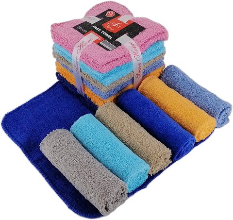 Suave Cotton Washcloth Face Towel Set (24 Pack, 11 x 11 Inches) Multi-purpose Extra Soft Fingertip Towels, Highly Absorbent Face Cloths, Machine Washable Sport and Workout Towels.