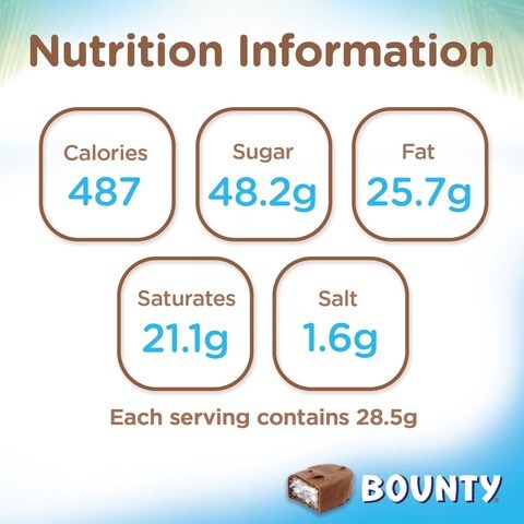 Bounty Milk Chocolate Bars 57g Pack of 5