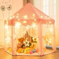 Mumoo Bear Princess Castle Tent For Girls Fairy Play Tents For Kids Hexagon Playhouse For Children Or Toddlers Indoor Or Outdoor Games (Pink)