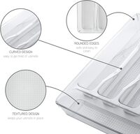 Atraux Clear Plastic Drawer Organizer Tray With 4 Compartments For Makeup, Jewelery &amp; Kitchen Utensils