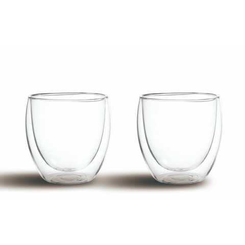 Double Wall Coffee Cup Set Clear 350ml Pack of 2
