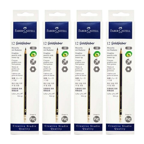 Faber-Castell Creative Studio Quality Goldfaber HB Eraser Tip Graphite Pencils 1222 Blue 48 PCS