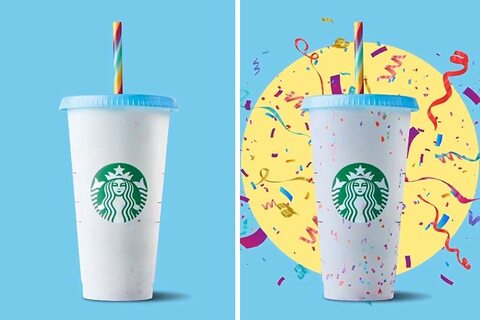 Starbucks Cup Color Changing Confetti Reusable Cold Cup With Straw 24 oz 