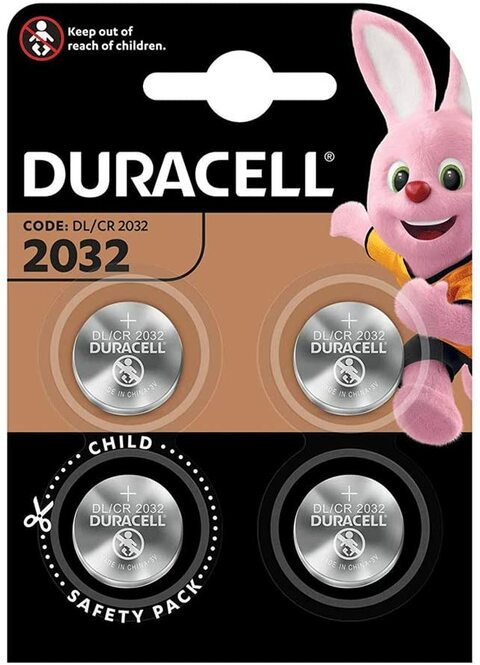 Duracell Lithium Coin Battery 3V, 4 Pieces (Cr2032)[Lasts Up To 100% Longer] &amp; [Child Resistant Packaging] Silver