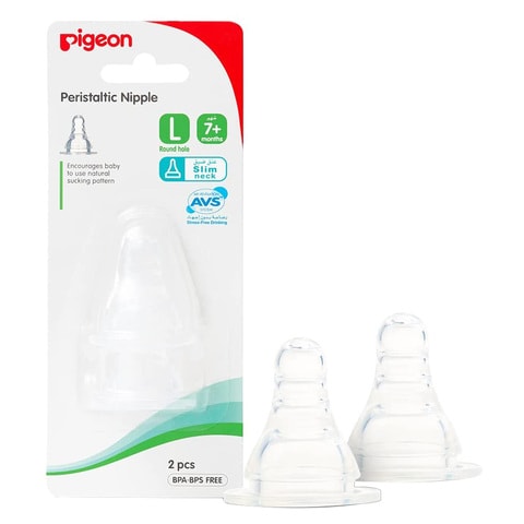 Pigeon SofTouch Peristaltic Plus Silicone Teat 17341 Large Clear 2 PCS