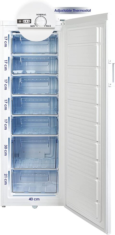 Super General 225L Net Capacity Upright Freezer, White, SGUF348H