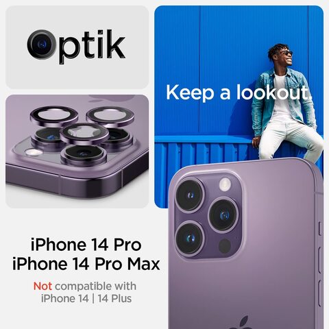 Spigen GLAStR EZ-Fit Optik PRO Camera Lens Screen Protector designed for iPhone 14 PRO and iPhone 14 Pro MAX (2022) - Deep Purple [2 Pack]