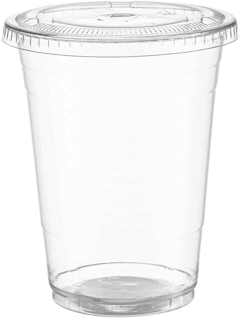 10oz 300ml Transparent Disposable Plastic Cup With Flat Lid