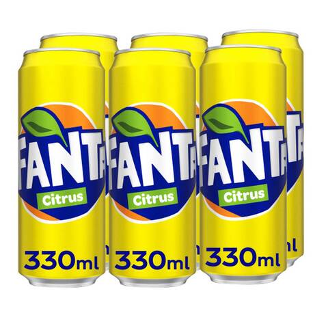 Fanta Citrus Carbonated Soft Drink Can 330ml Pack of 6