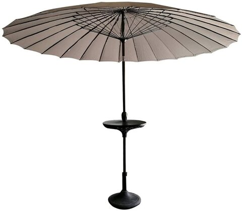 Yulan Round Umbrella Parasol Sun Shade Parasol For Garden Patio Outdoor Sunshade Umbrella Beach Parasol Umbrella (Brown With Table) 400-299