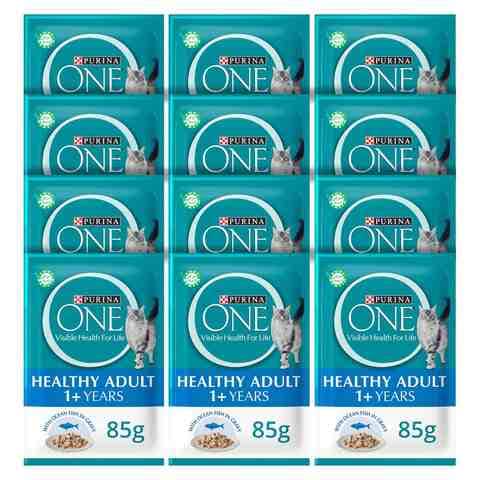 Nestle Purina One Healthy Adult Cat Wet Food With Ocean Fish In Gravy 85g Pack of 12