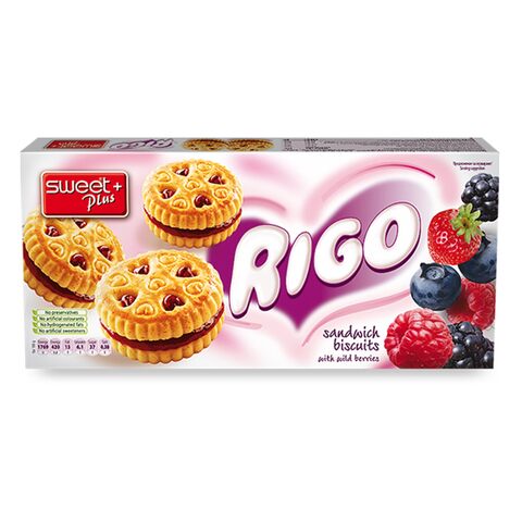 Sweet Plus Rigo Sandwich Biscuits Wild Berry 165GR
