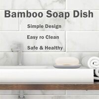 Generic Bamboo Soap Holder 2 Pack, Drainage Soap Holder For Shower Bathroom Kitchen Sink, Eco-Friendly, Wooden Soap Dish Soap Saver With Draining Stand, Bathroom Accessories (White)