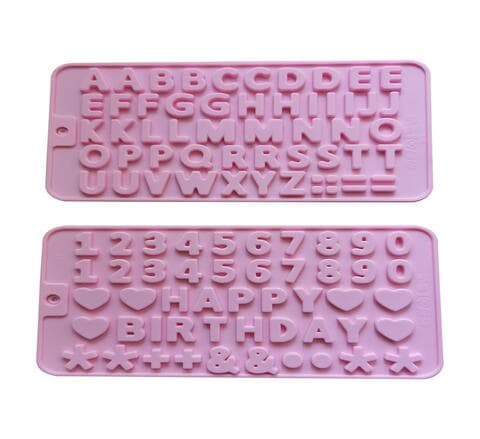 Silicone Letter Mold and Number Chocolate Molds with Happy