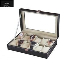 SKY-TOUCH 12 grid watch box,PU Leather Watch Case Watch Box for Men and Women,Watch Display Case with Glass Lids and Removable Pillow,Watch Display Storage Box as Gift for Valentine&#39;s Day Birthday