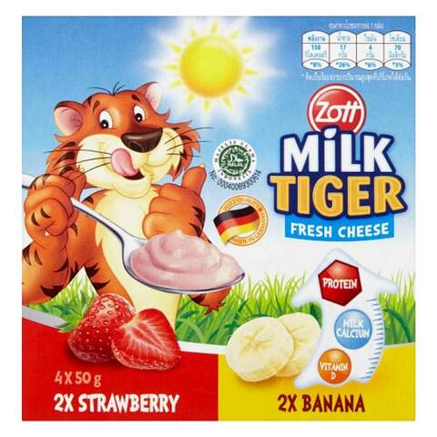 Zott Milk Tiger Fresh Strawberry And Banana Cheese 200g