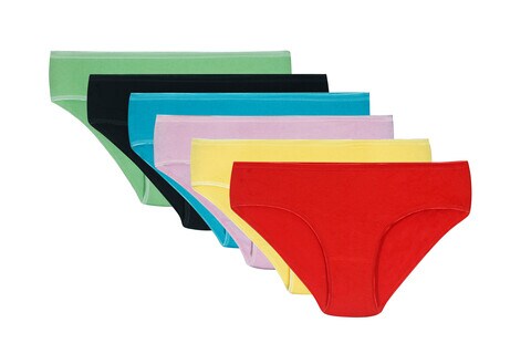 6 -Pieces Elastic Briefs Bikini Bottom underwear Cotton Women Multicolor Outer Rapper M