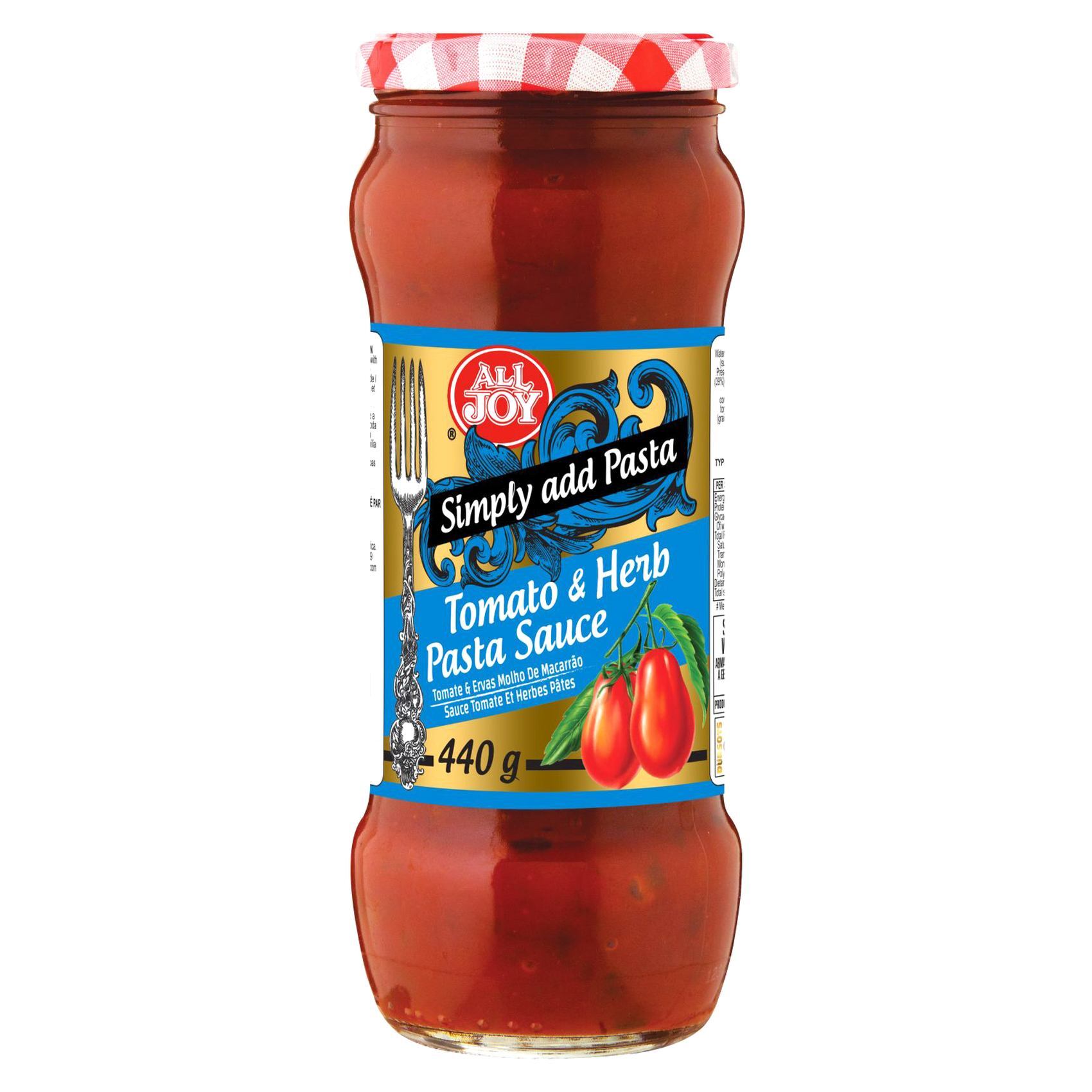 Buy All Joy Tomato And Herb Pasta Sauce 440g Online - Shop Food Cupboard on  Carrefour UAE