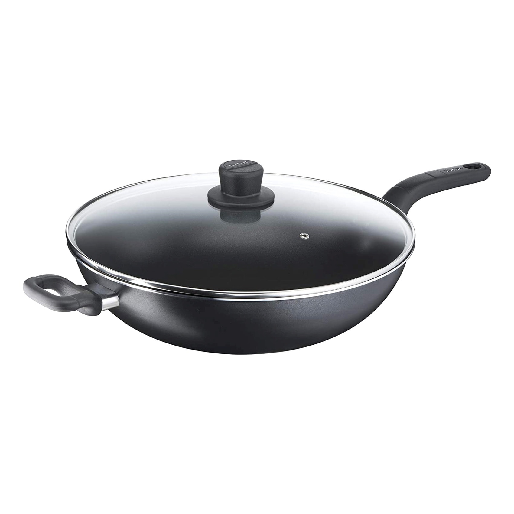 Buy Tefal Cook Easy Non-Stick Aluminium Chinese Wok Pan With Glass Lid  Black 32cm Online - Shop Home & Garden on Carrefour UAE
