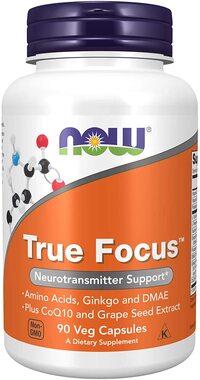 Now Foods True Focus With Amino Acids, Ginkgo And Dmae + Coq10 And Grape Seed Extract, 90 Veg Capsules