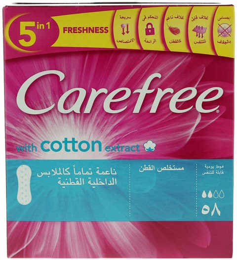 Carefree With Cotton Extract 5In1- 58 Pieces