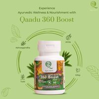 Qaadu 360 Boost Multivitamin Capsules For Men &amp; Women, Ayurvedic Health Supplement With Ashwagandha, Triphala, Brahmi, Giloy, 60 Vegan Capsules