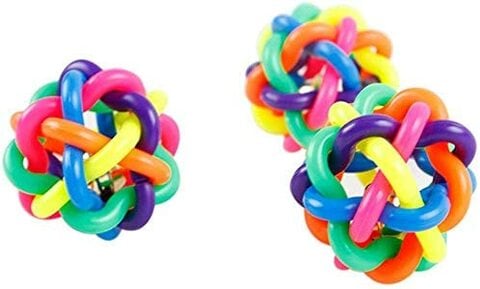 Buy Sunower Pet Dog Puppy Colorful Soft Bell Plastic Ball Durable Fetch Chew Pet Dog Toy in UAE