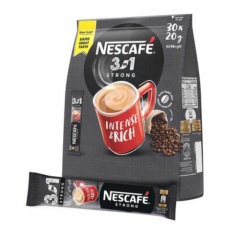 Nescafe 3-In-1 Strong Intense And Rich Instant Coffee Mix 20g Pack of 30