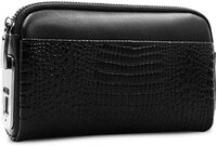 Omzbm Women Genuine Leather Clutch Handbag With Zipper Pocket, Smart Keyless Fingerprint Recognition Long Wallet Clutch, Security Anti-Theft Cell Phone Handbags, Blue