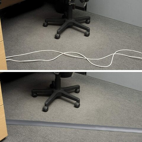 1M Floor Cord Cover, Cable Protector, Protect Cords and Prevent Trip Hazards, Light Duty, Grey 1M