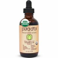 PURA D&#39;OR Organic Vitamin E Oil (4oz / 118mL) 70,000 IU 100% Pure Natural USDA Organic For Skin Face Hexane Free w/Sweet Almond, Apricot, Jojoba, Argan, Rosehip, Sunflower &amp; Avocado Oil For Bath Body