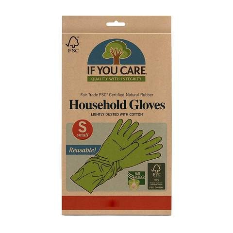 Buy If You Care Household Gloves Small Green 2 count in UAE