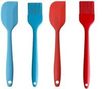 2PC SILICONE COOKWARE BAKEWARE BAKING COOKING BASTING BRUSH SPATULA SET(Assorted colors)