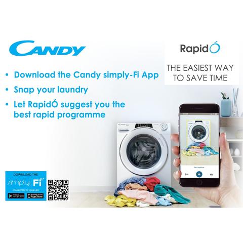 Candy Rapid'O Washer Dryer 9kg Wash + 6kg Dry - ROW4966DHRR/1-19 - 1400rpm - Anthracite - WiFi+BT - Steam Function - 6 Digit Display