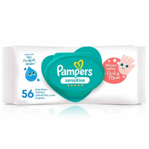 Buy Pampers Baby Wet Wipes, Sensitive Protect, 56 Wipes in Saudi Arabia