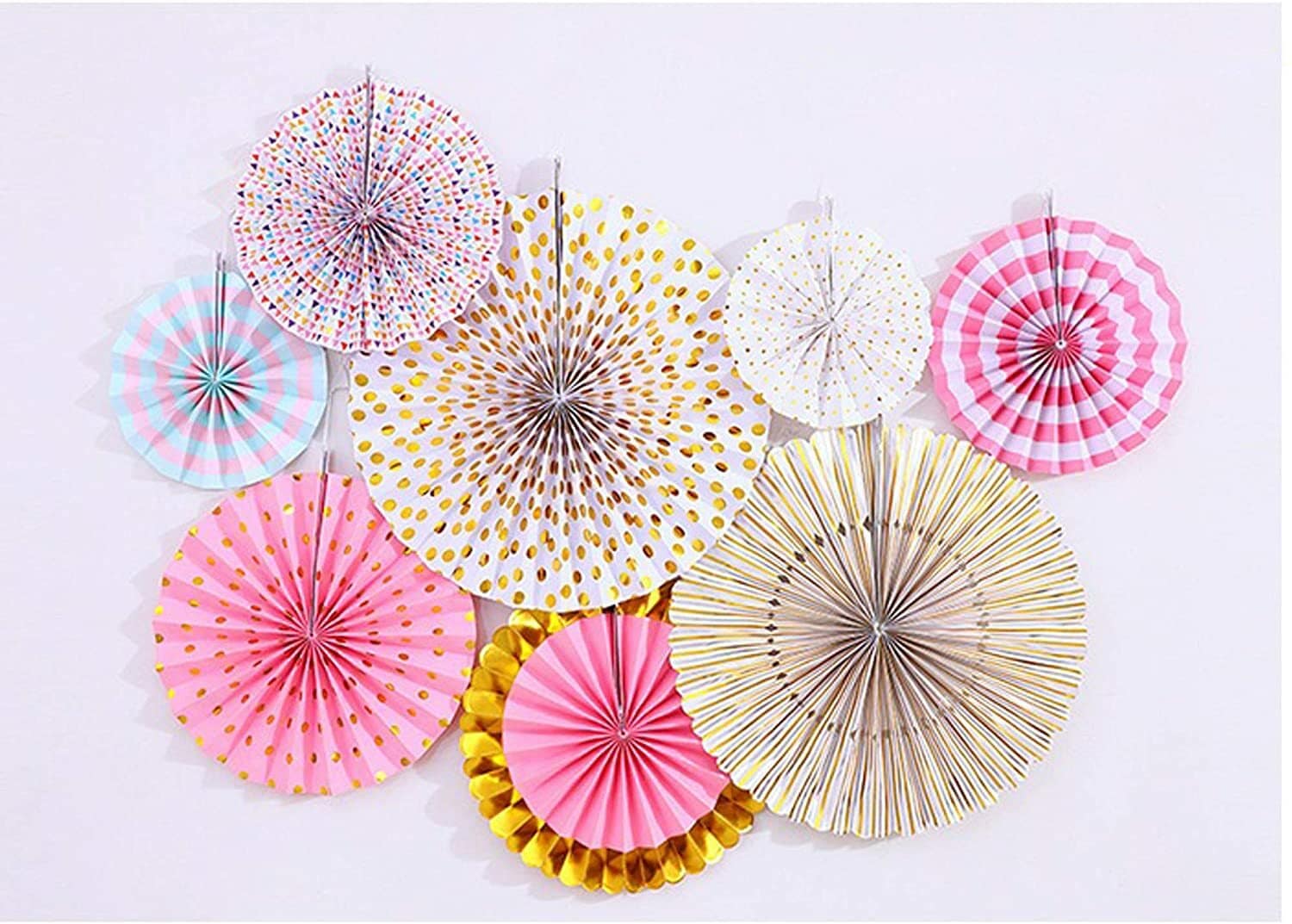 Party Time Hanging Paper Fans Pinwheel Backdrop Craft Fan Festival Supplies Flower Gifts Wedding Decoration Birthday Banner Wall Home Decorations Diy 8 Pcs Set Mix Colors - How To Make Decorative Items At Home With Paper