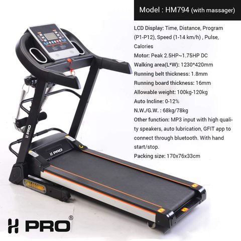 Buy H Pro Fitness Electric Motorized Treadmill H Pro Space Saving Home Treadmill Hm794 With Massager Online Shop Health Fitness On Carrefour Uae