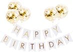 اشتري Party Time Birthday Decorations, White and Golden Premium Quality Happy Birthday Banners with Gold Confetti Balloons, Reusable Birthday Party Supplies Perfect for Kids Girls and Adults في الامارات